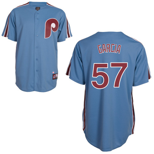 Luis Garcia #57 MLB Jersey-Philadelphia Phillies Men's Authentic Road Cooperstown Blue Baseball Jersey
